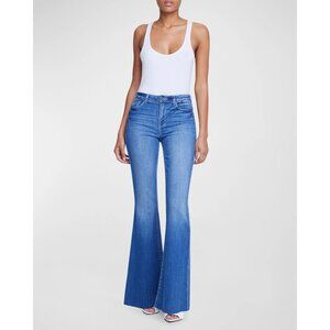 L’agence Sera Sneaker Flare Denim Jean Bell Bottoms Raw Frayed Hem Distressed 30